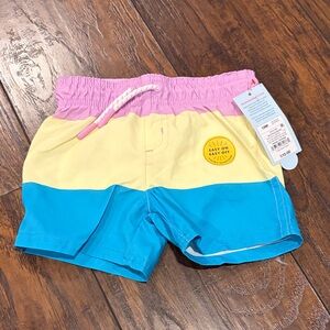 Cat & Jack Pink, Yellow, and Blue Kids 18m NWT Swim Shorts